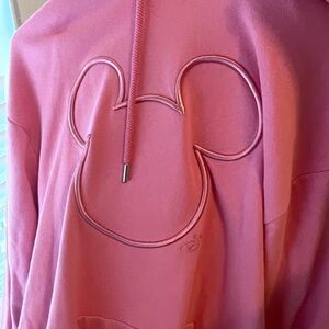 Disney Pink Pullover Hoodie with Subtle Mickey Tag